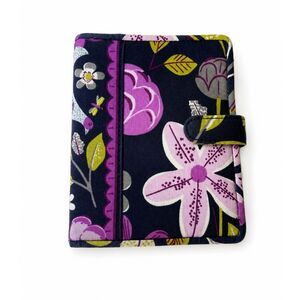 Vera Bradley Quilted Cotton Folding Wallet Purple Floral Snap Closure Organizer